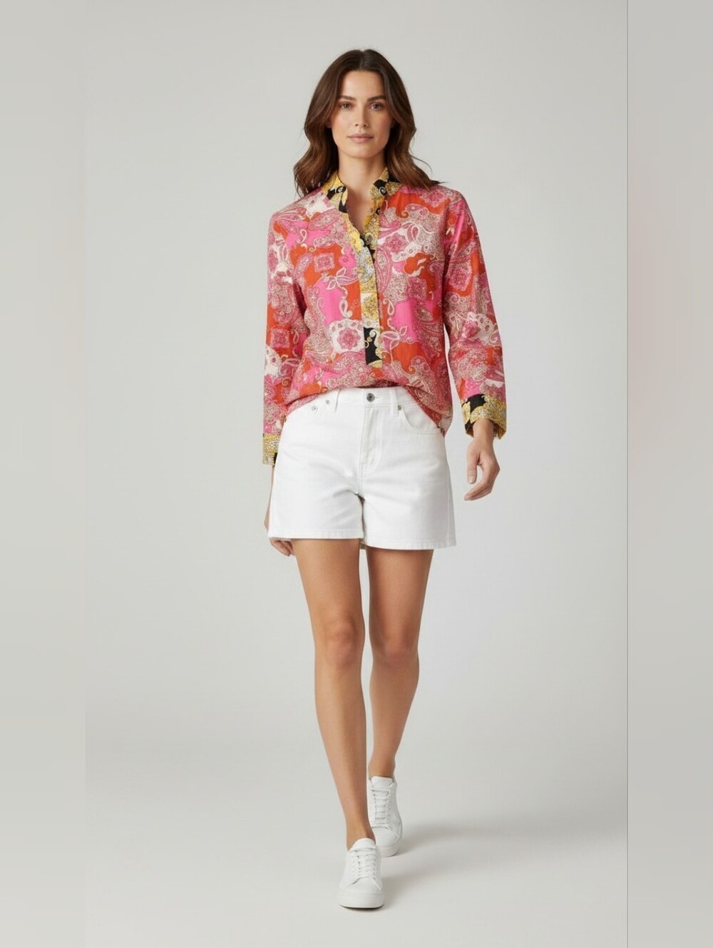 J Crew Paisley Pink Button Down Shirt Size XS